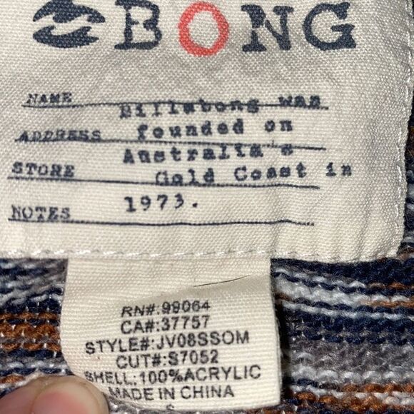 Billabong Fringe Hem knit sweater Blue/Brown Boho Sz S - Picture 5 of 8